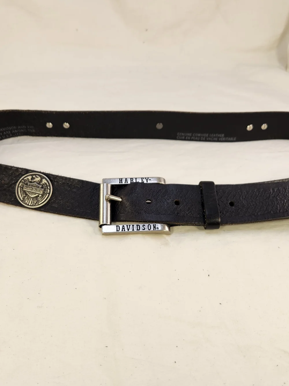 RARE VINTAGE HARLEY DAVIDSON ROAD SLAYER MEN BLACK LEATHER BELT BUCKLE SIZE 40